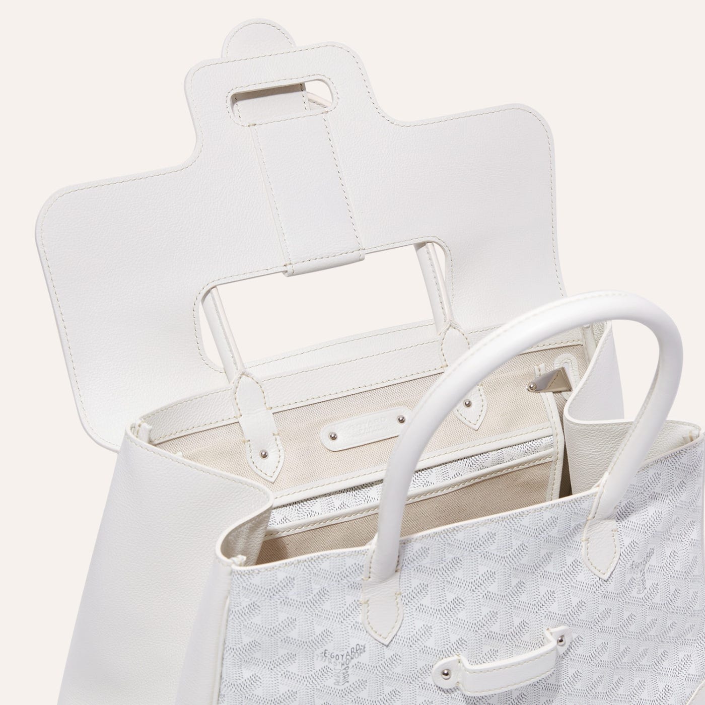 Goyard Saigon Tote White Goyardine Canvas Palladium Hardware - Image 5